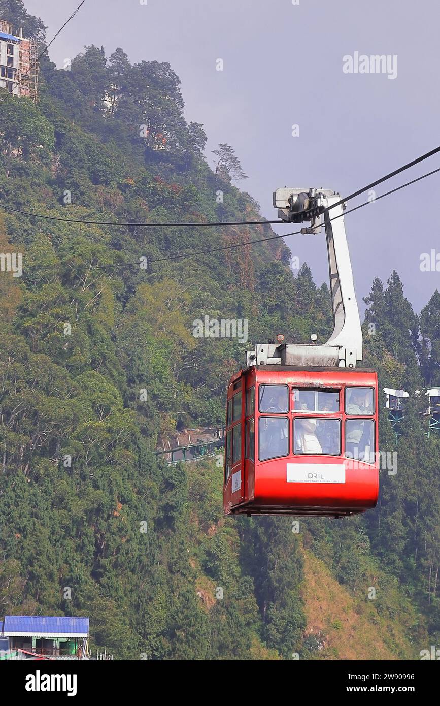 gangtok Seilbahn oder Seilbahn, eine beliebte Touristenattraktion und ein Transportmittel an der Bergstation gangtok, sikkim in indien Stockfoto