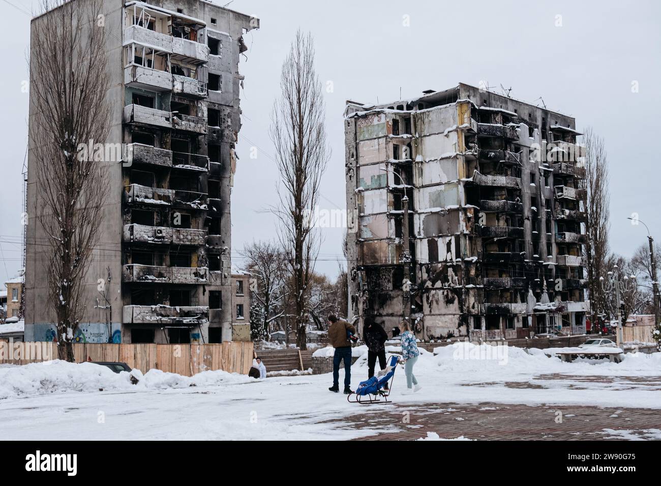 BORODYANKA, REGION KIEW, UKRAINE: 2 JAHRE UMFASSENDE RUSSISCHE INVASION Stockfoto