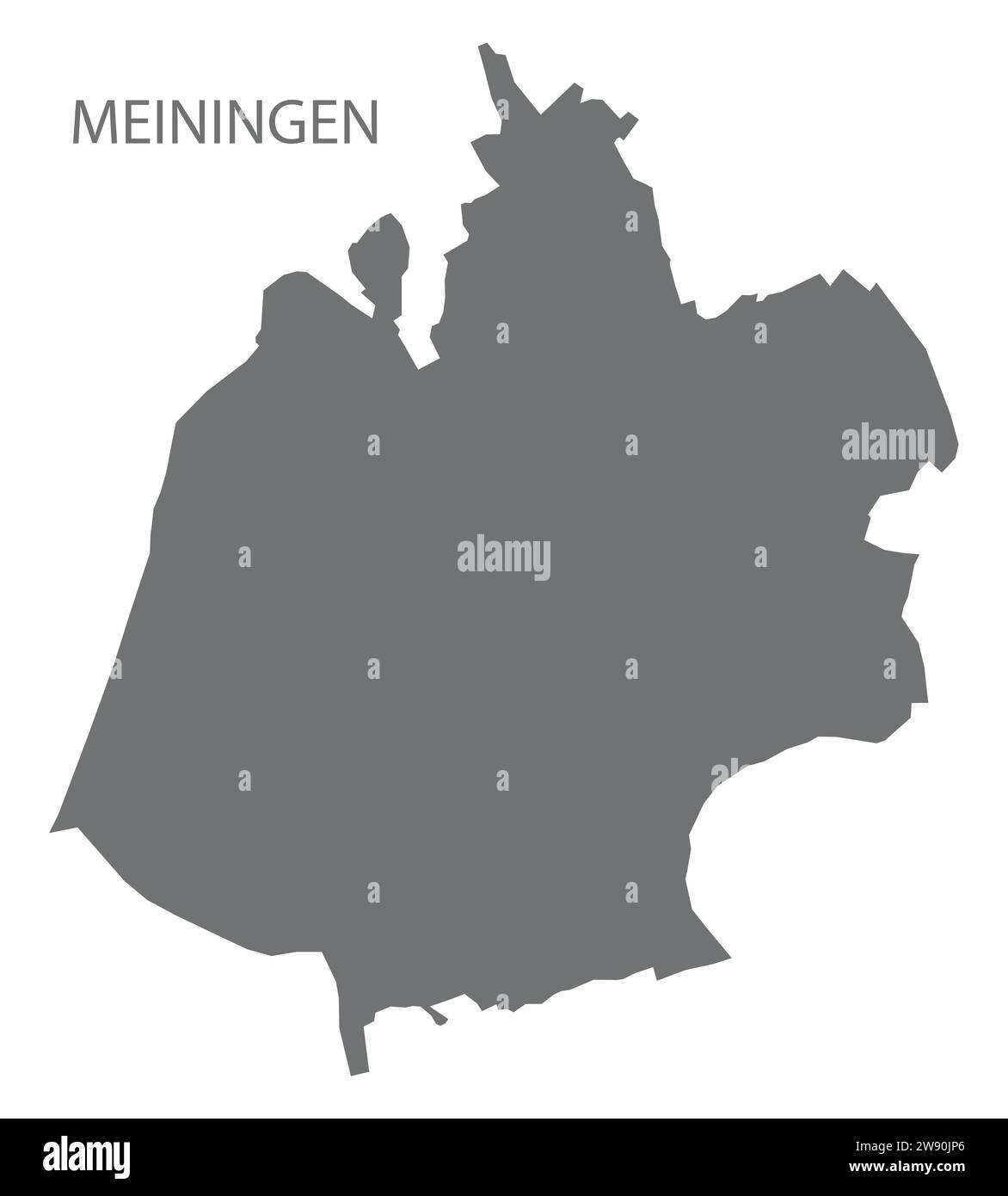 Meiningen Deutscher Stadtplan graue Illustration Silhouette Form Stock Vektor