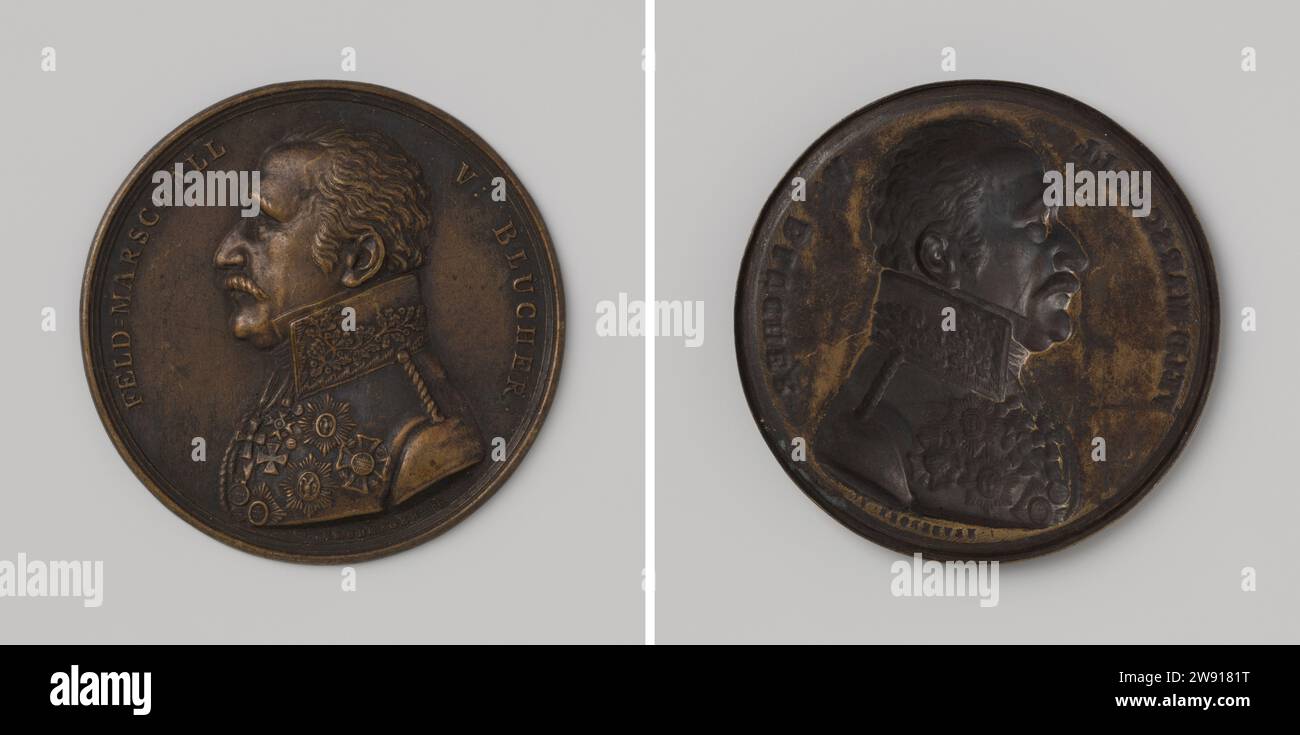 Gebhard Leberecht Vorst Blucher, Leopold Heuberger, 1815 - 1837 Geschichtsmedaille einseitige Messingmedaille. Vorne: Bruststück Mann links innen. Umgekehrt: Blanco. Österreich Messing (Legierung) Schlagzange (Metallbearbeitung) Stockfoto