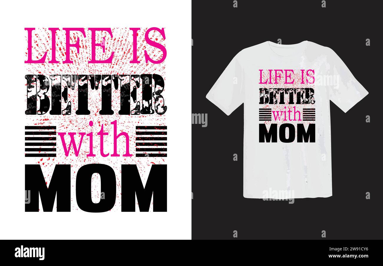 Schöne Mama oder stolze Mutter und Happy Mother's Day T-Shirt-Druckvorlage, Typografie-Design für Muttertag, Mutterleben, Mutterboss, Frauentag. Stock Vektor