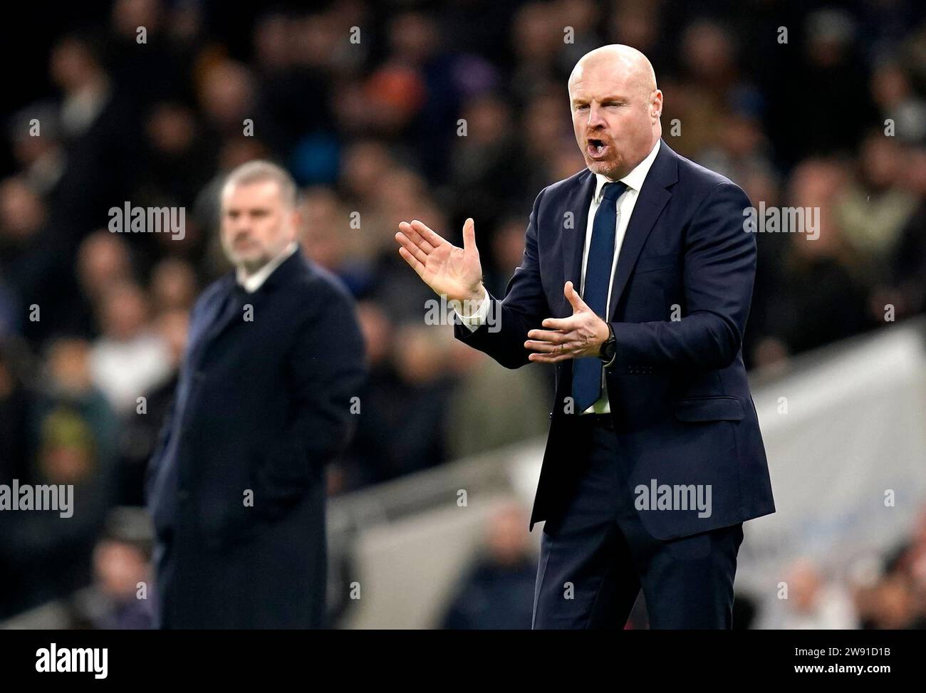 EvertonTrainer Sean Dyche (rechts) und Tottenham HotspurManager Ange