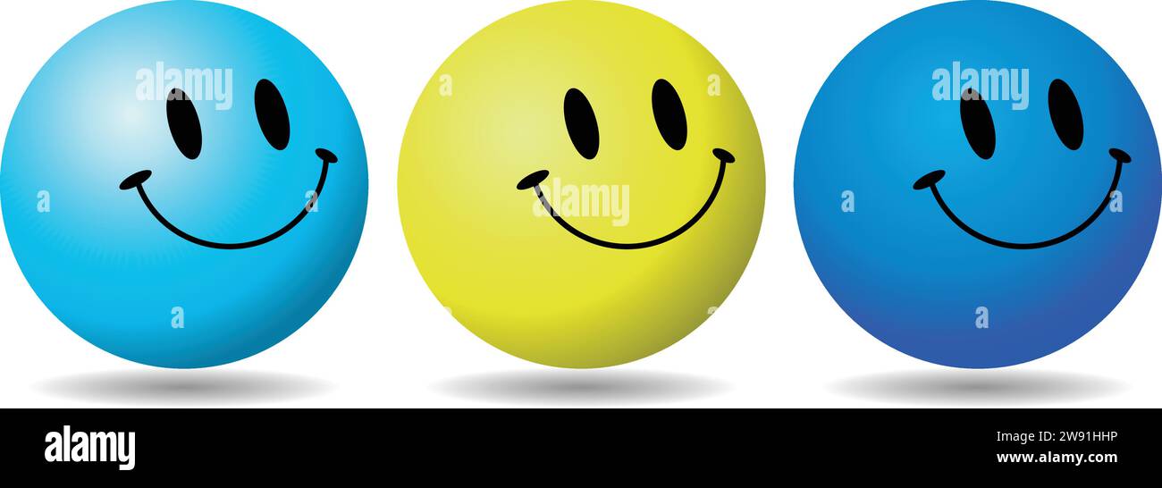 Happy Smile Ball Kollektion | Bälle mit Smile Face | Smile Symbol |Smile Zeichen, Smile Emoticon mit Happy Stock Vektor