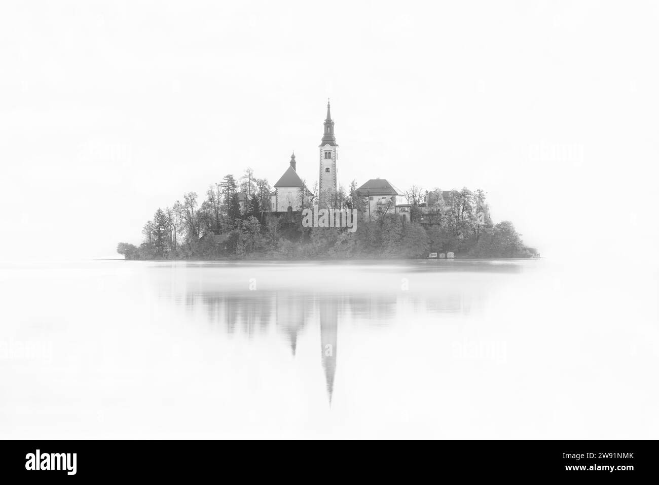Die Kirche der Himmelfahrt, hoher Schlüsseleffekt, Bleder See, Slowenien, Europa Stockfoto