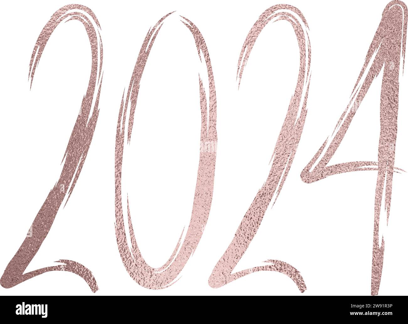 2024er Roségold-Schriftzug mit transparentem Hintergrund Stock Vektor