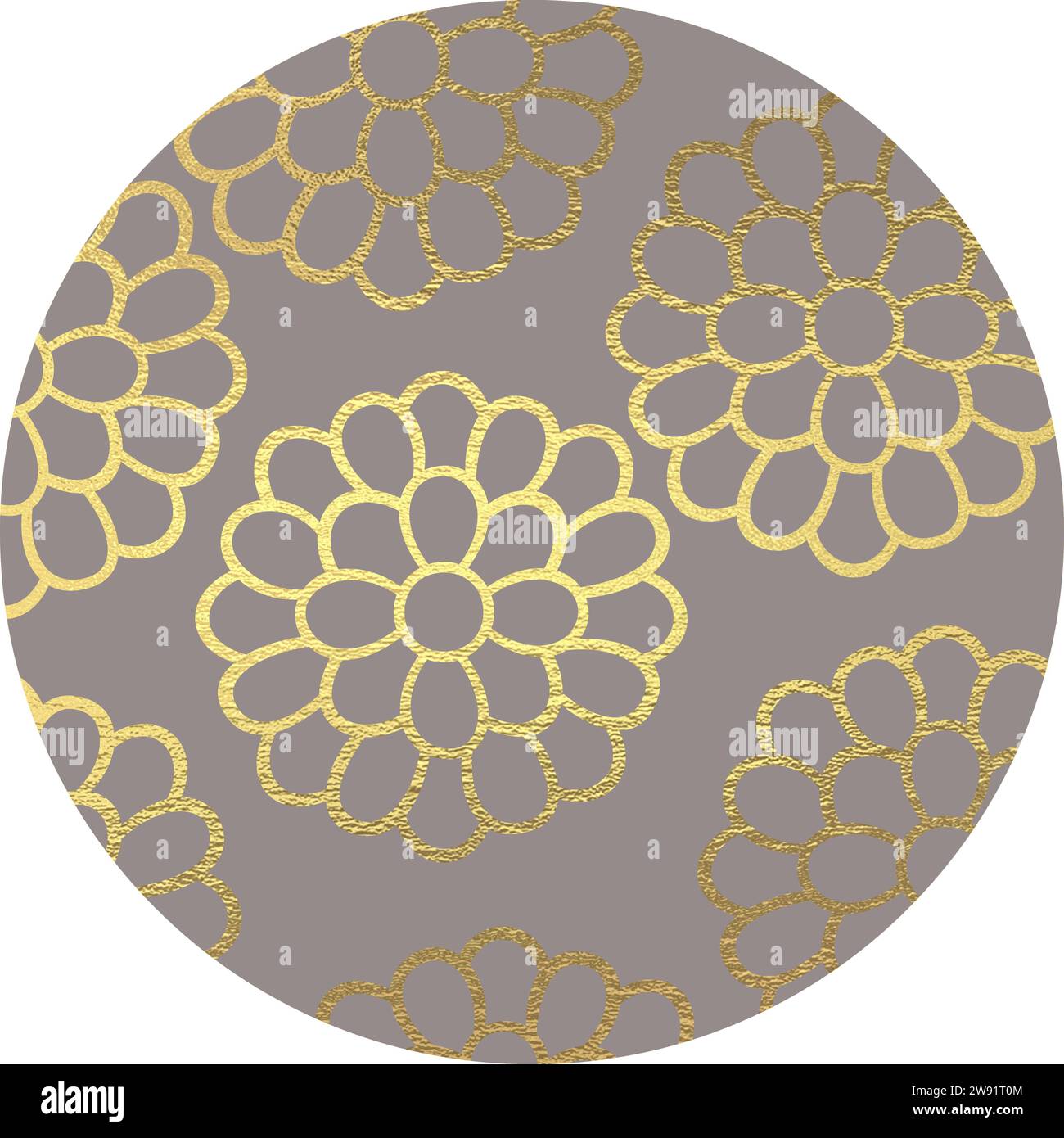goldener, kaffeebarer Kreis mit Blumenmuster Stock Vektor