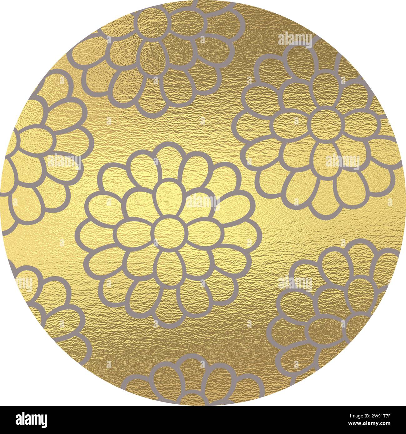 goldener, kaffeebarer Kreis mit Blumenmuster Stock Vektor