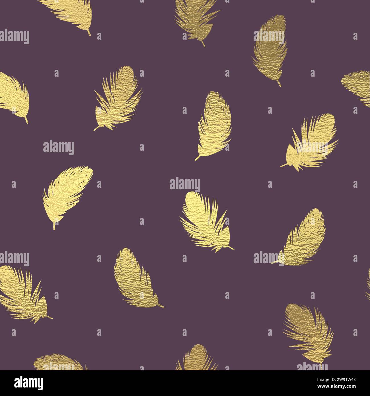 Nahtloses Muster in Gold mit violettem Hintergrund. Stock Vektor