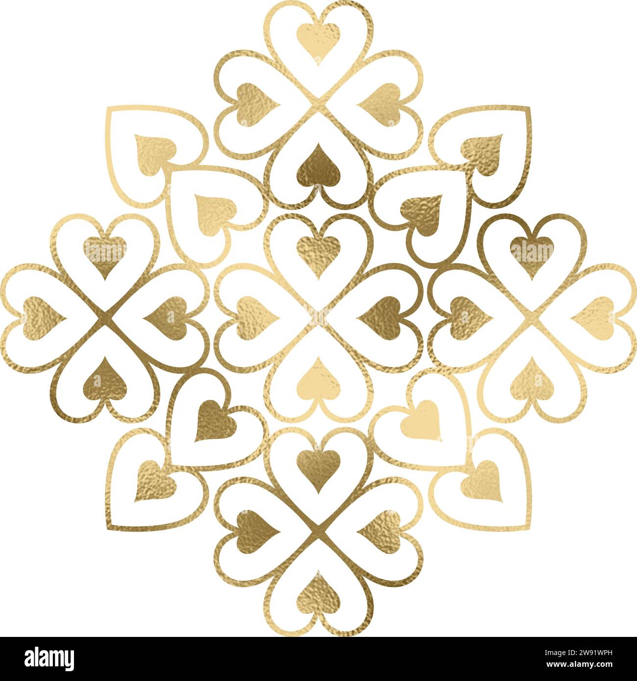 Herzmandala in Gold, transparent hintergrundet Stock Vektor