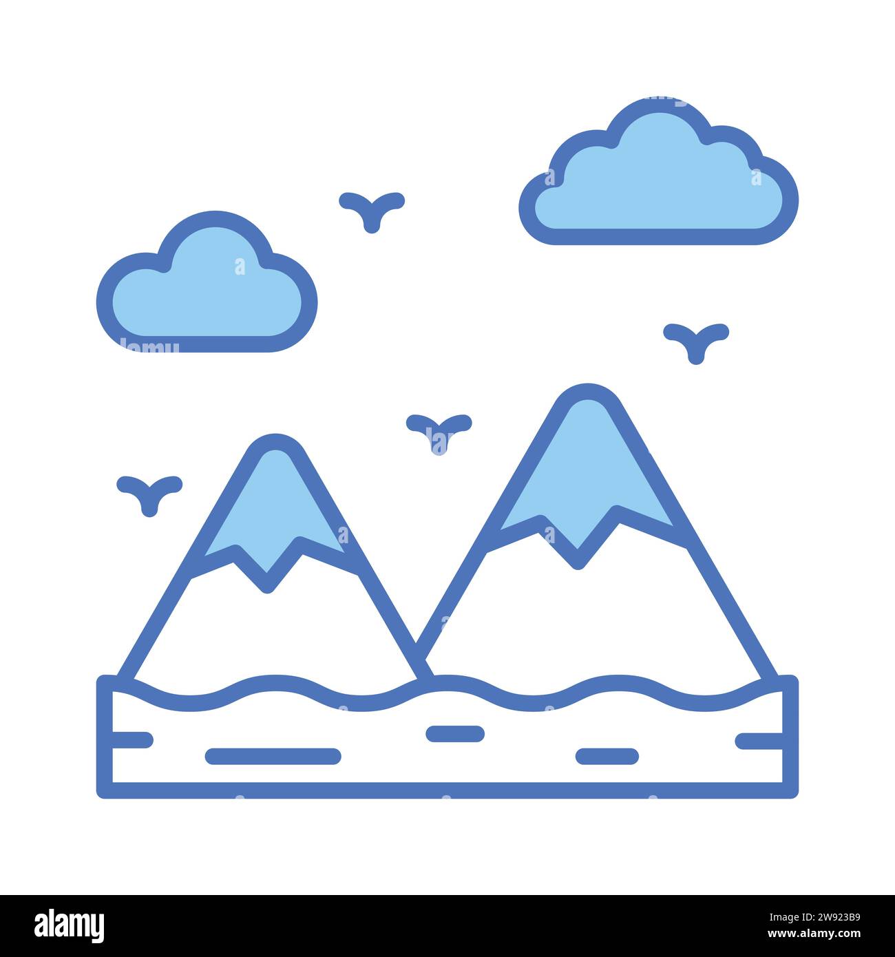 Sehen Sie sich dieses erstaunliche Symbol der Berge, Landschaftsvektordesign an Stock Vektor