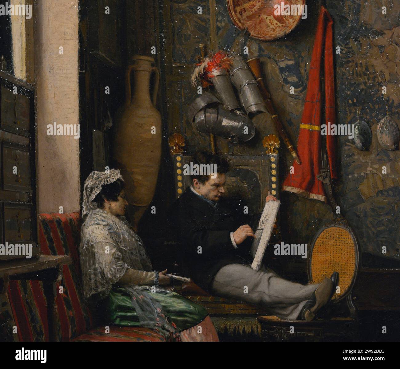 Casimiro Sainz y Saiz (1853-1898). Spanischer Maler. Ruhe, ein Maleratelier. Was denkt er?, 1876. Öl auf Leinwand, 62 x 51,5 cm. Details. Prado-Museum. Madrid. Spanien. Stockfoto