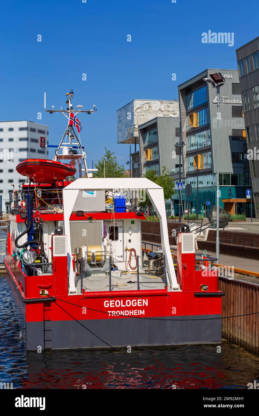 Geologen in Dock, Brattora District, Trondheim, Trondelag County, Norwegen Stockfoto