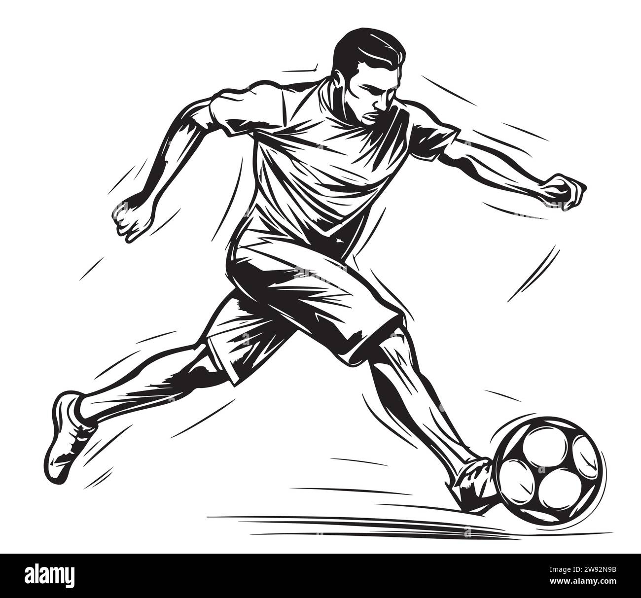 Fußball-Spieler treten Ball-Vektor-Illustration Stock Vektor