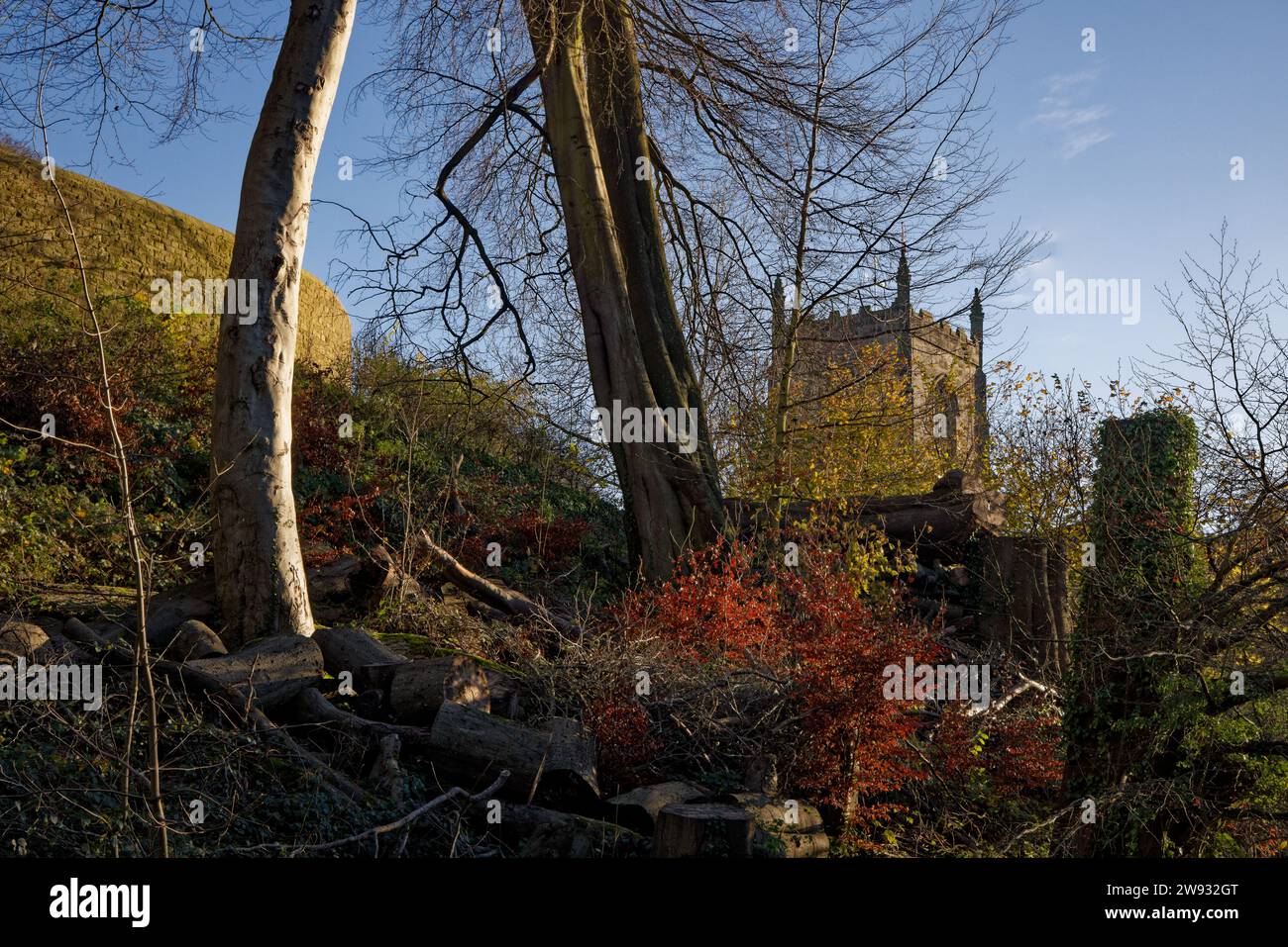 Ecke des alten Skipton im Herbst Stockfoto