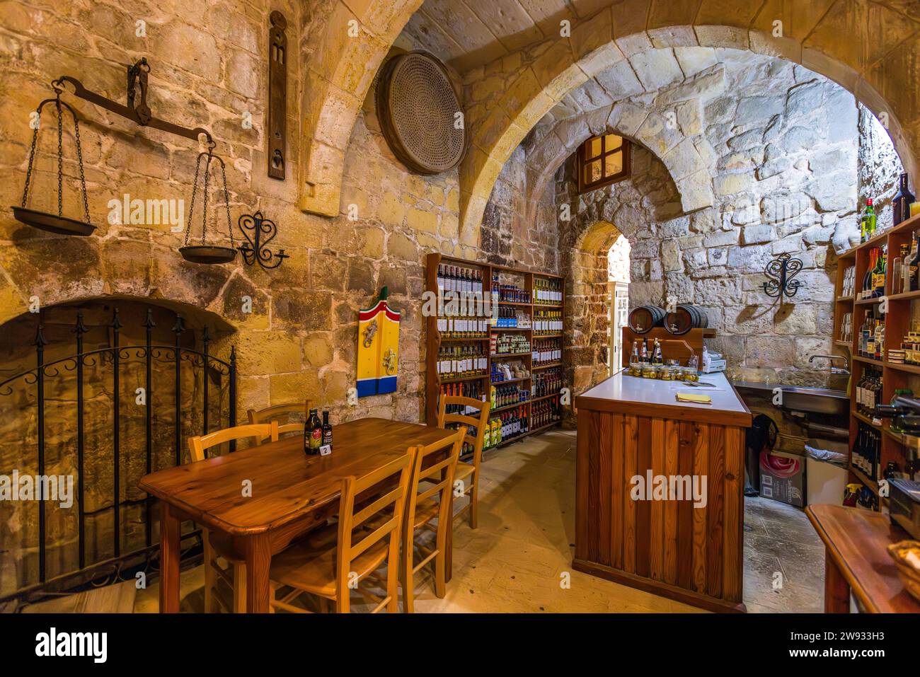 Restaurant in der Zitadelle von Rabat auf Gozo. Fontana, Malta Stockfoto