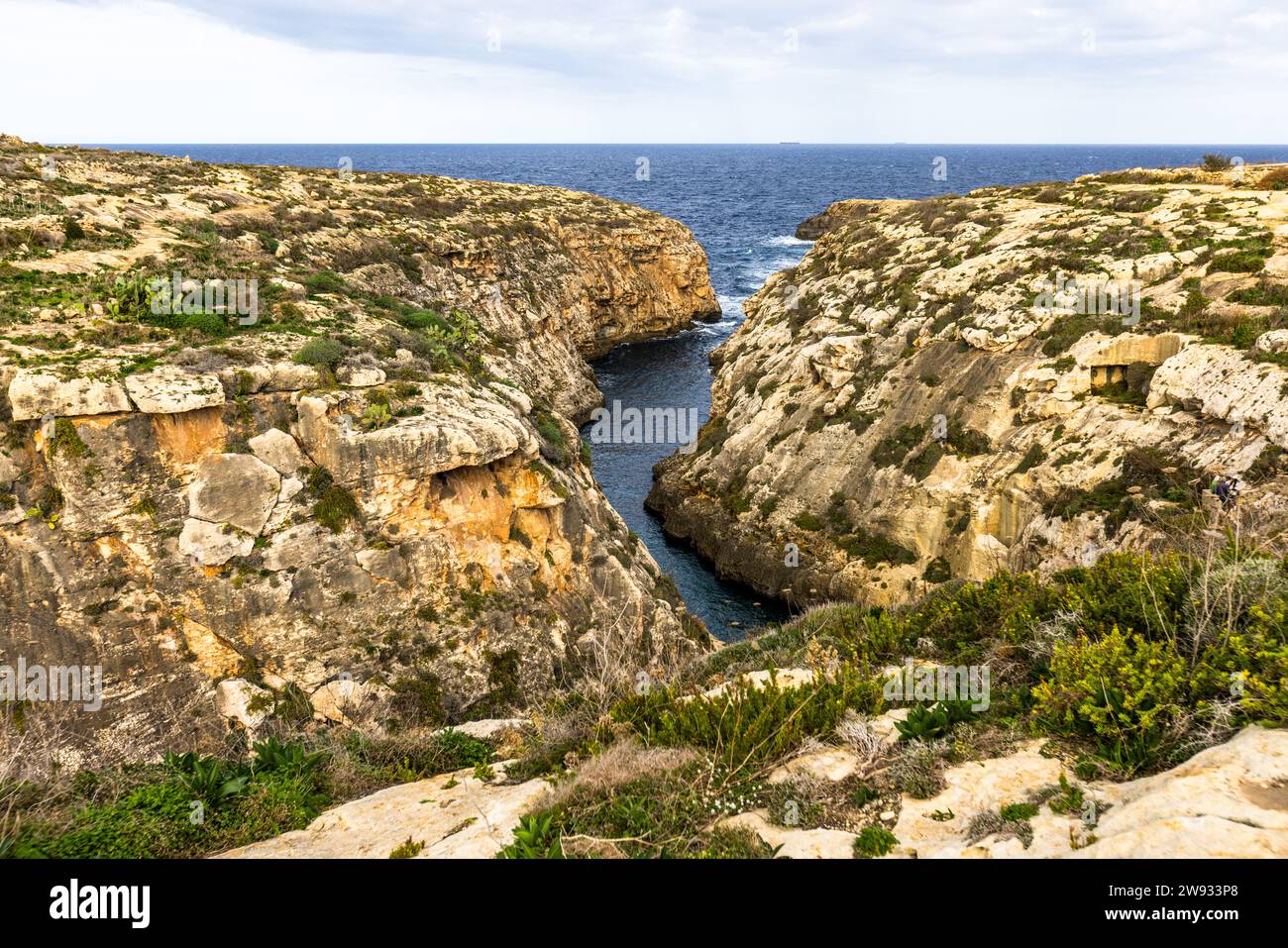 Die fjordartige Bucht von Wied il-Għasri auf Gozo, Malta Stockfoto