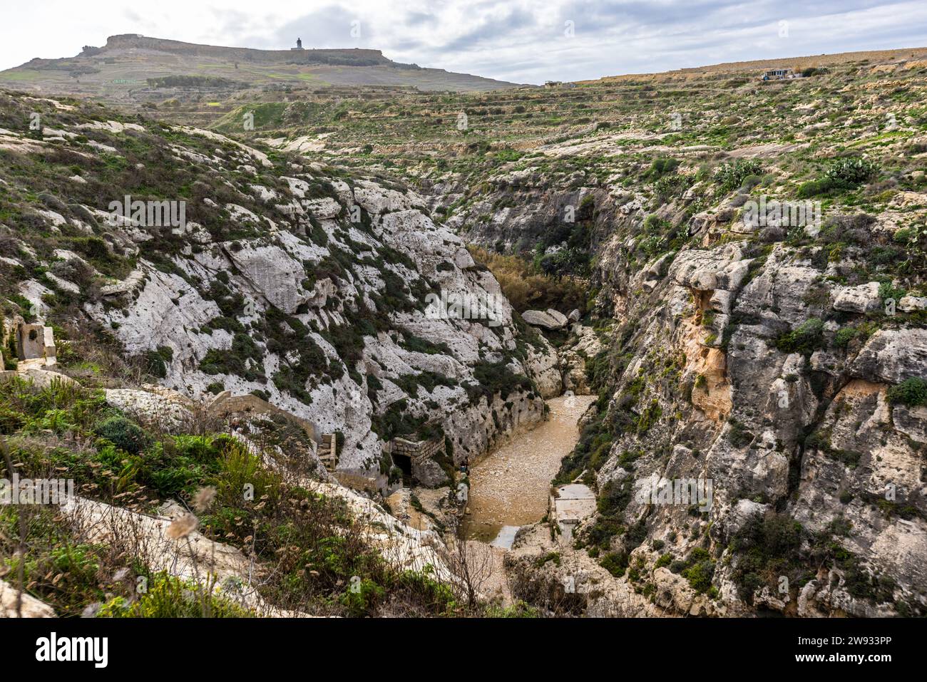 Die fjordartige Bucht von Wied il-Għasri auf Gozo, Malta Stockfoto