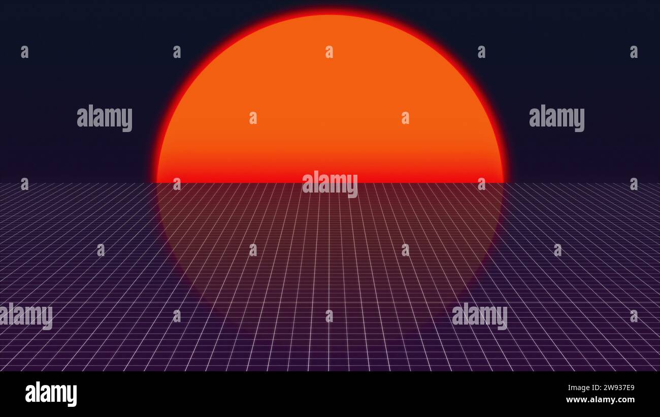 Retro-Hintergrund mit Sonne. Computergeneriertes 3D-Rendering Stockfoto