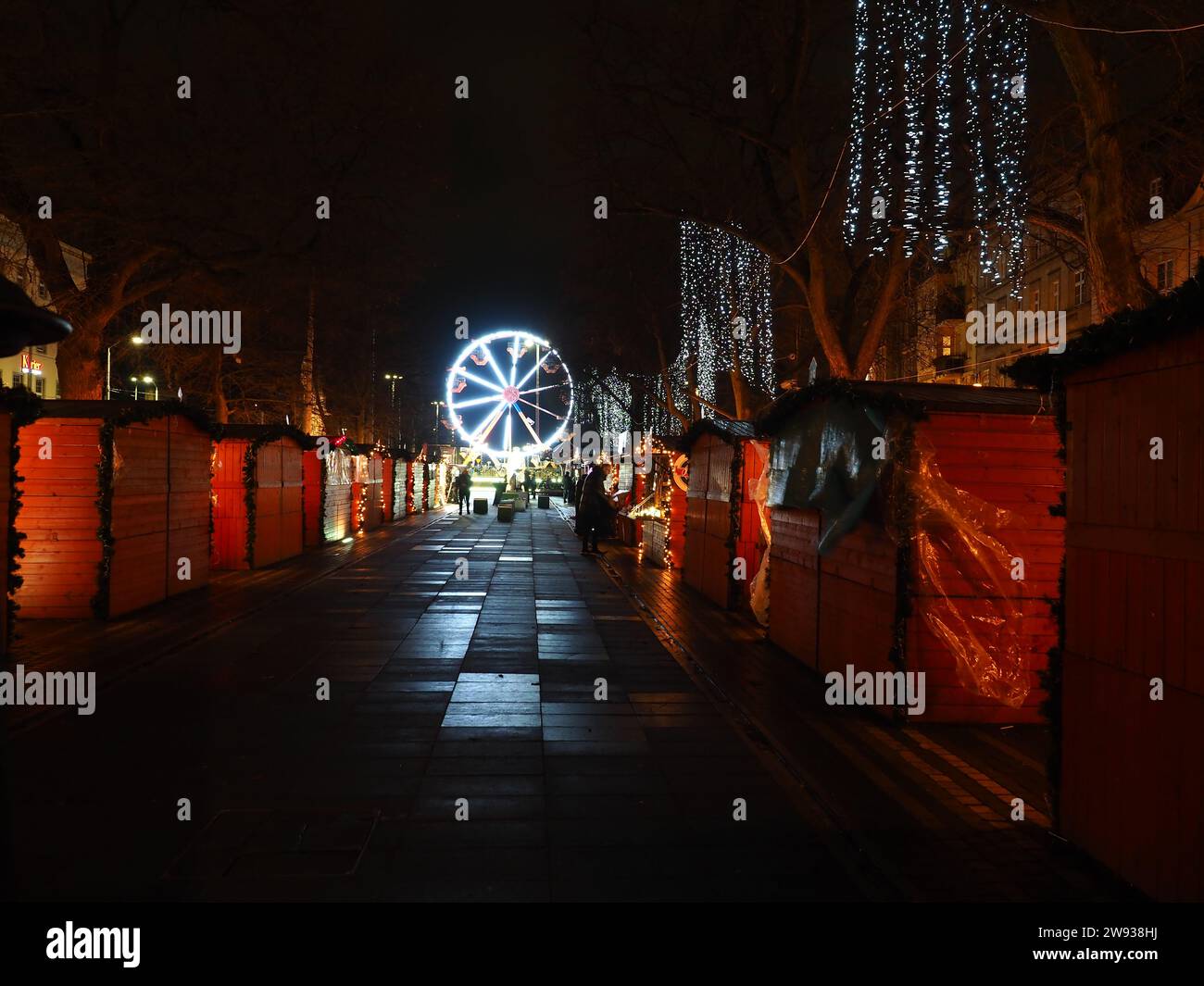 Weihnachtsmarkt im Zentrum von Szcecin Polen Stockfoto