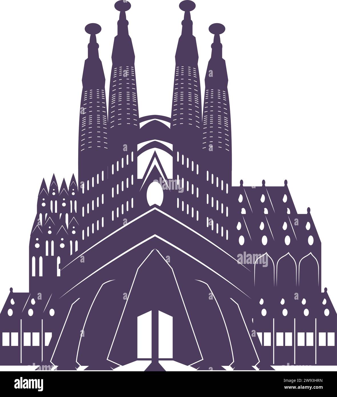 Silhouette der basilika der heiligen Familie Stock Vektor