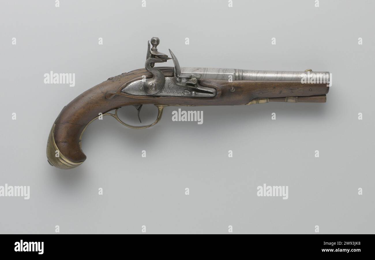 Feinstein Gun Feuerstein Gun, G. Kerssen, ca. 1780 Feuerstein-Pistole das Schloss ist ...