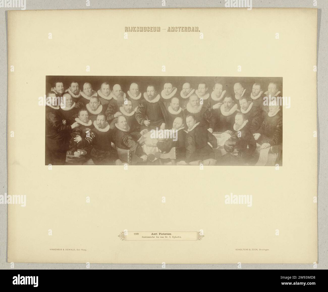 Gemälde von Aert Pietersz, anatomische Lektion von Dr. Sebastiaen Egbertsz de Vrij, Vinkenbos & Dewald, 1890 - 1910 Fotografie Rijksmuseum - Amsterdam / 1109 Aert Pietersen Anatomische Lektion von Dr. S. Egbertsz. Der Hatepublisher: Goninger Papier. Unterstützung für Fotos. Bild aus Pappalbumen, Malerei Stockfoto