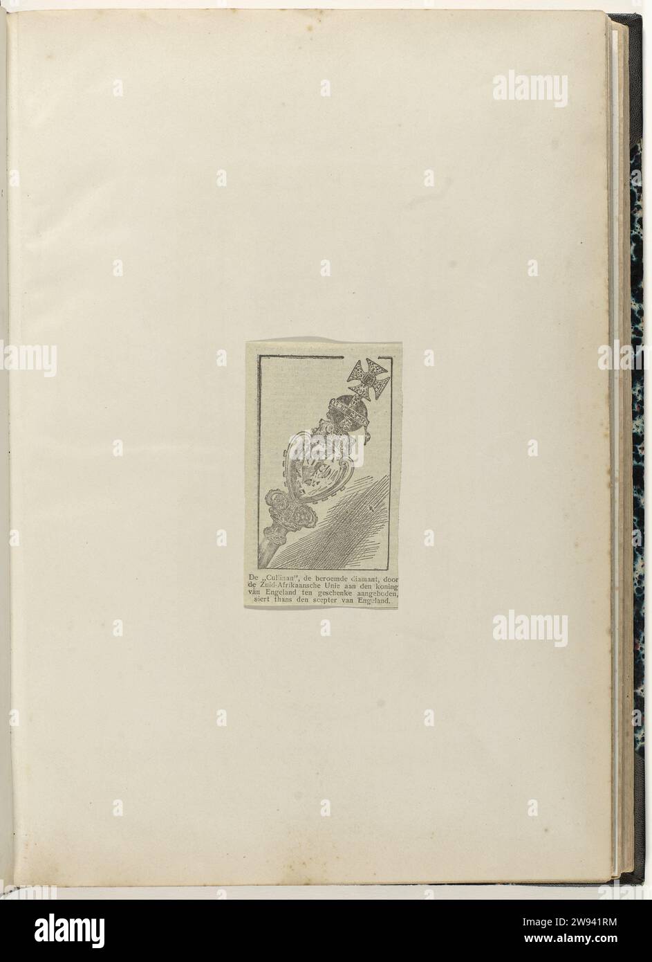 Zepter von England mit dem Cullinan, um 1866 - um 1900 Zepter mit dem Diamanten Cullinan verziert. Am unteren Rand des Bildes befinden sich vier Erklärungszeilen. Papierdruck Stockfoto