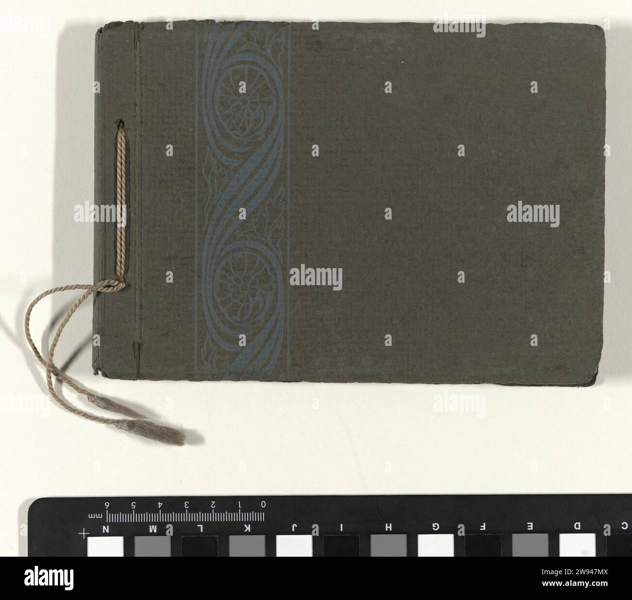 Fotoalbum Familie Gonggrijp auf den Clevia Plantagen und Morgen in Suriname, ca. 1910 kleines Fotoalbum in grauem Cover mit floralem Muster. Die 20 Magazine werden durch eine Schnur zusammengehalten. Das Album enthält 14 eingefügte Fotos und ein loses Foto der Familie Gonggrijp über das Plantagenleben auf den Clevia Plantagen und morgen in Suriname um 1910. Fotografische Unterstützung von Suriname. Pappe Surinam. Clevia Plantage. Plantage am Morgen Stockfoto