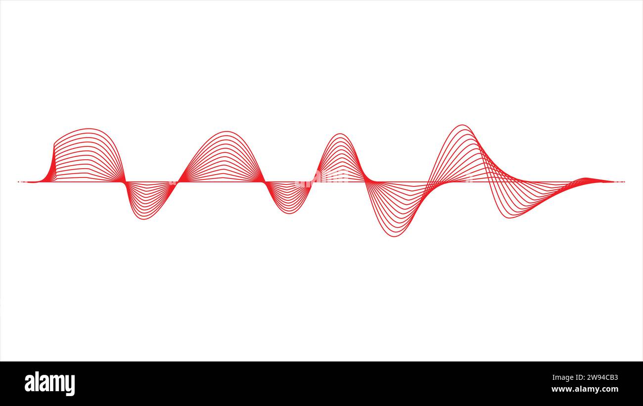 Bunte Vektor-Design-Illustration von dynamischen Schallwellen, Hochfrequenzmodulation, zufällige Schallwelle Stock Vektor