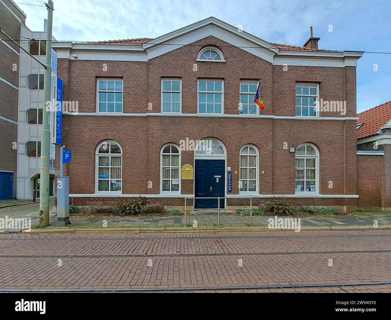 Bau des Lukaskerk am OM en bij in der Stadt Haag in den Niederlanden Stockfoto