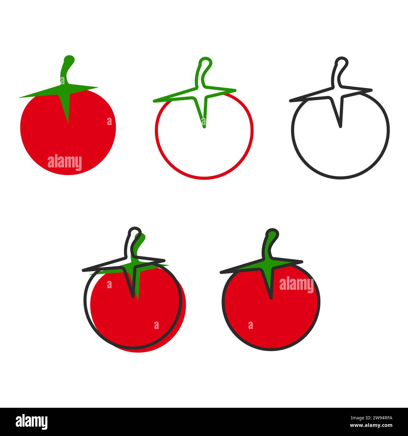 Vektorabbildung. Tomatensymbol im flachen Stil. Stock Vektor