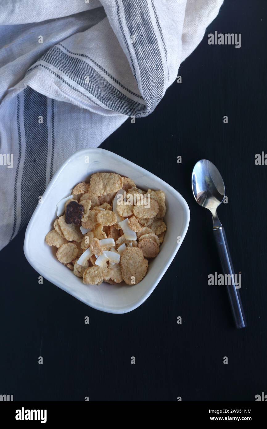 Müsli, Maisflocken Stockfoto