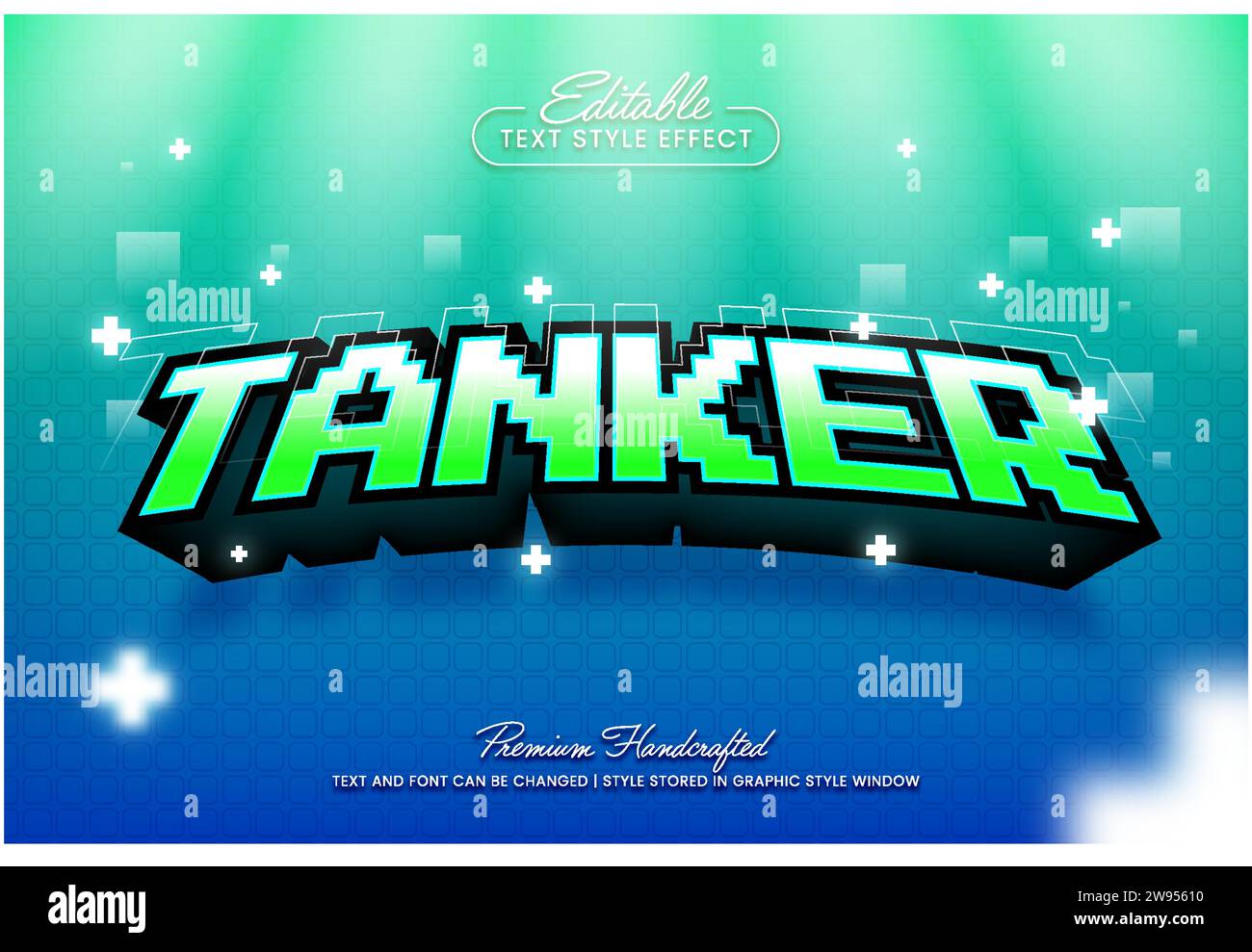 Videospiel Esport Team bearbeitbarer 3D Vektor-Texteffekt, geeignet für die Erstellung auffälliger Textgrafiken für digitale und Printmedien wie Post Stock Vektor