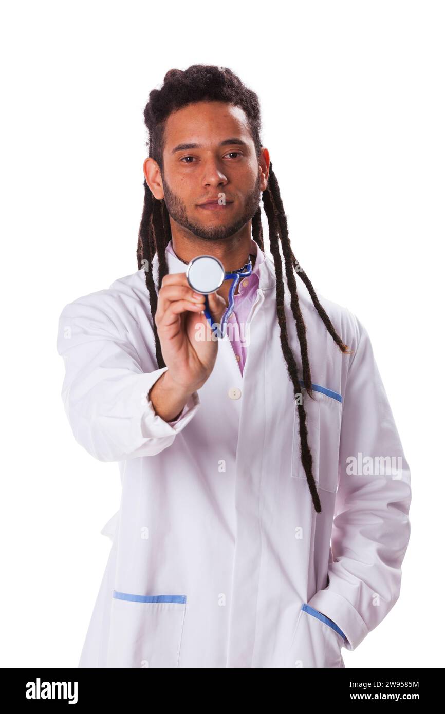 Arzt mit rastafari-Haaren Stockfoto