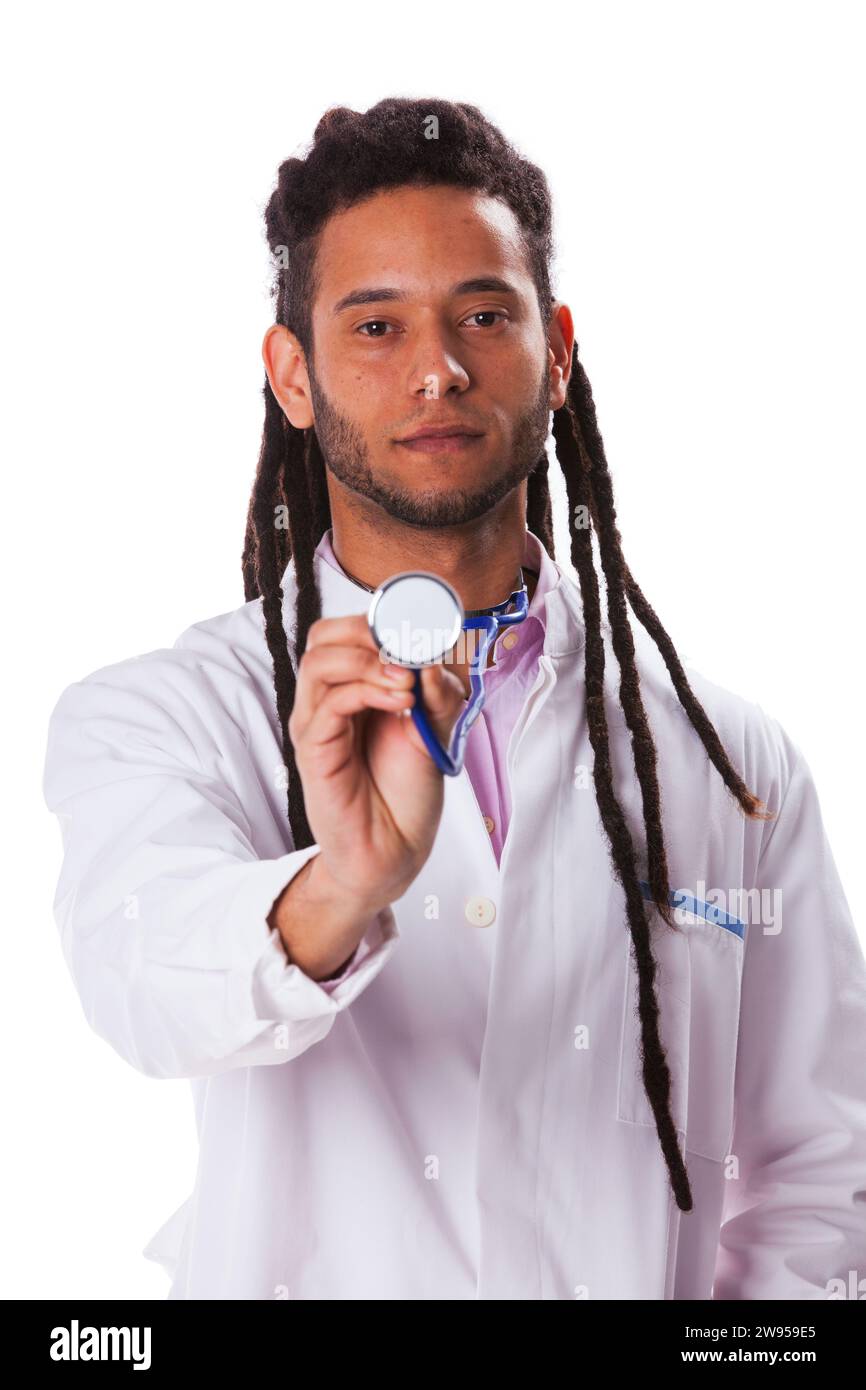 Arzt mit rastafari-Haaren Stockfoto