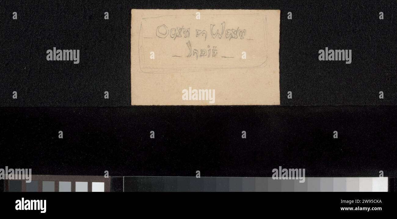 Entwurfszeichnung aus dem Archiv Philip Zilcken, 1861 - 1940 Papier. Bleistiftbriefe, Alphabet, Schrift Stockfoto