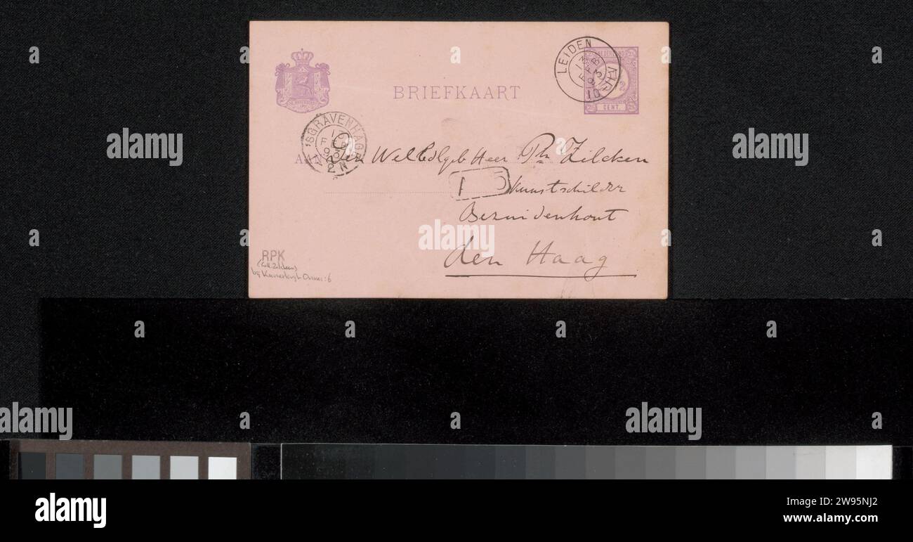 Postkarte für Philip Zilcken, Menso Kamerlingh Onnes, 1893 Leiden Karton. Tinte schreiben (verarbeitet) / Stiftzeichnen Tunis Stockfoto