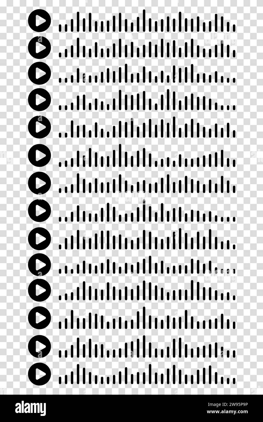 Audio Wave-Symbol Podcast mit Songs auf transparentem Hintergrund. Sprachnachricht. Vektordarstellung Stock Vektor