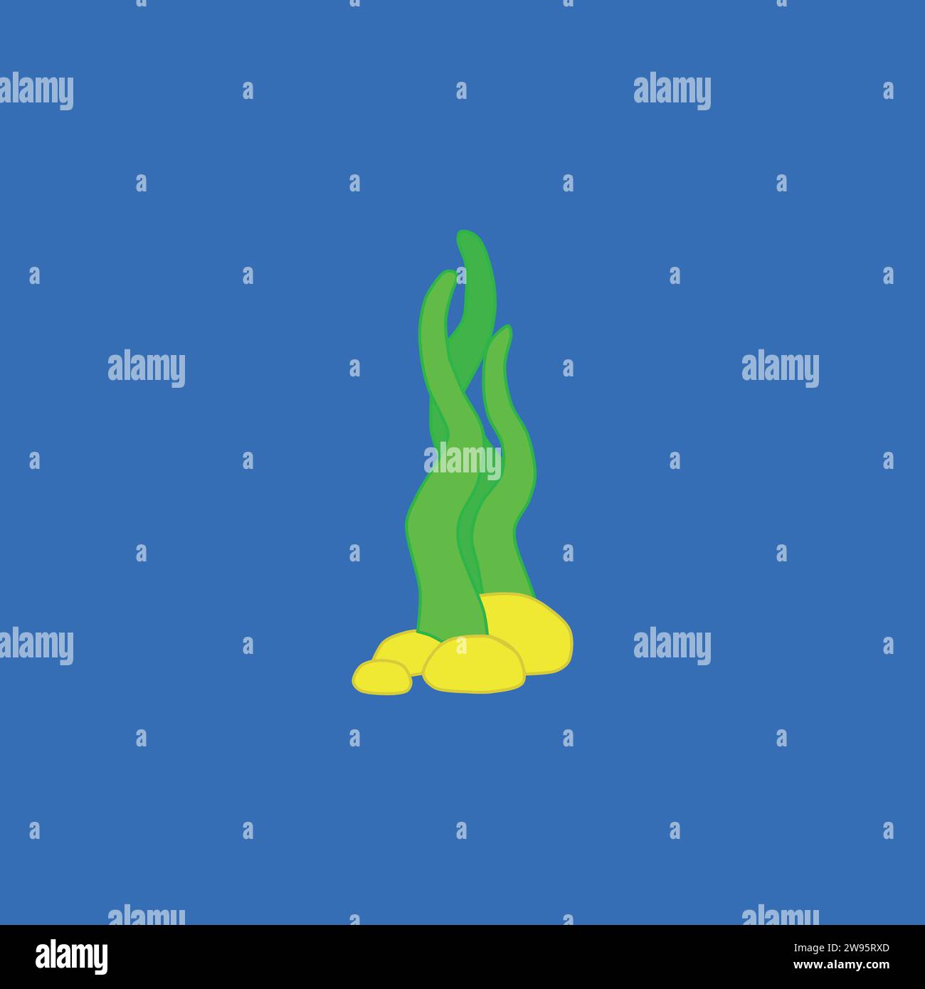 Grünalgen in der Unterwasserwelt Stock Vektor