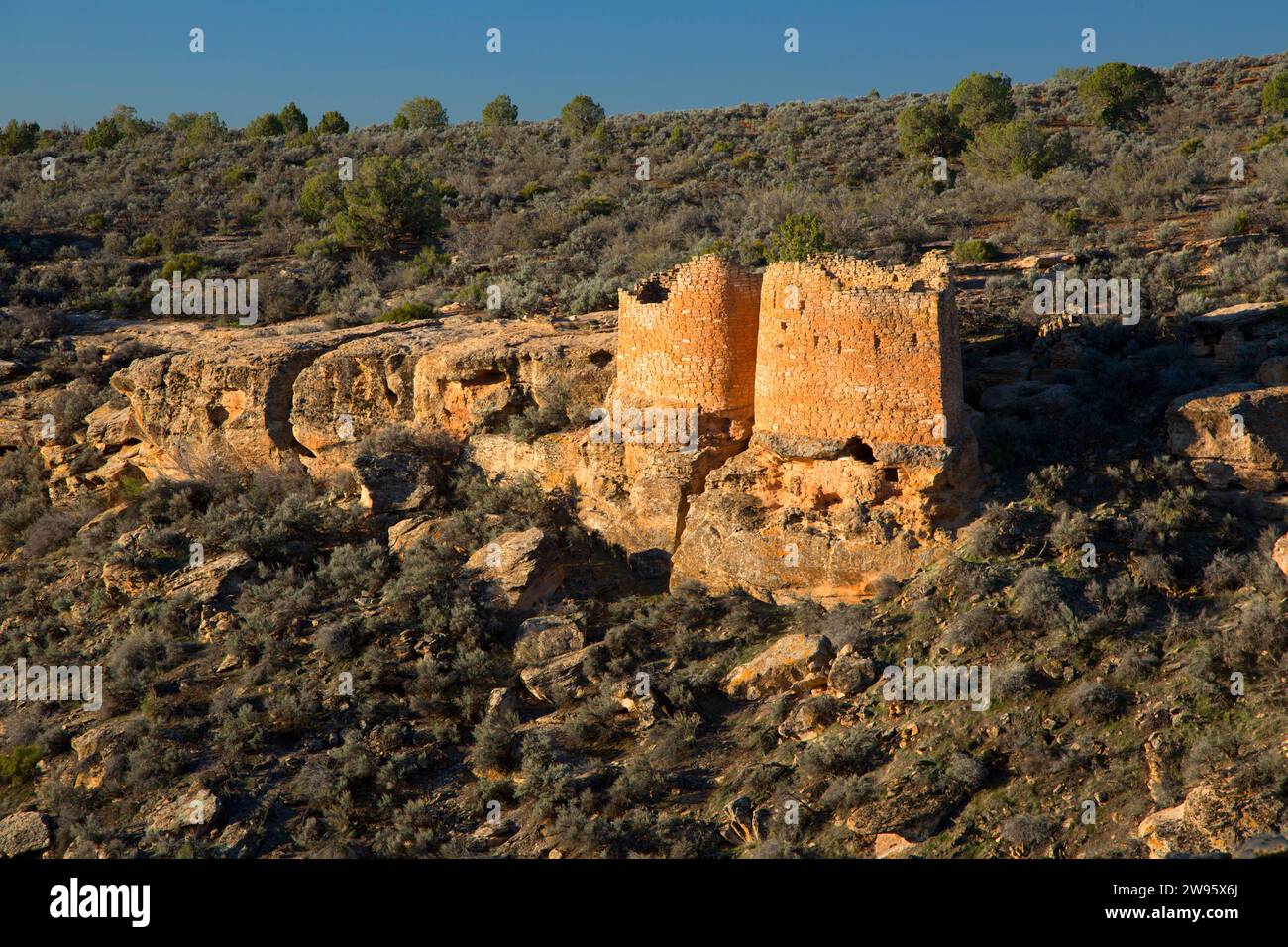 Twin Towers, Hovenweep National Monument in Utah Stockfoto