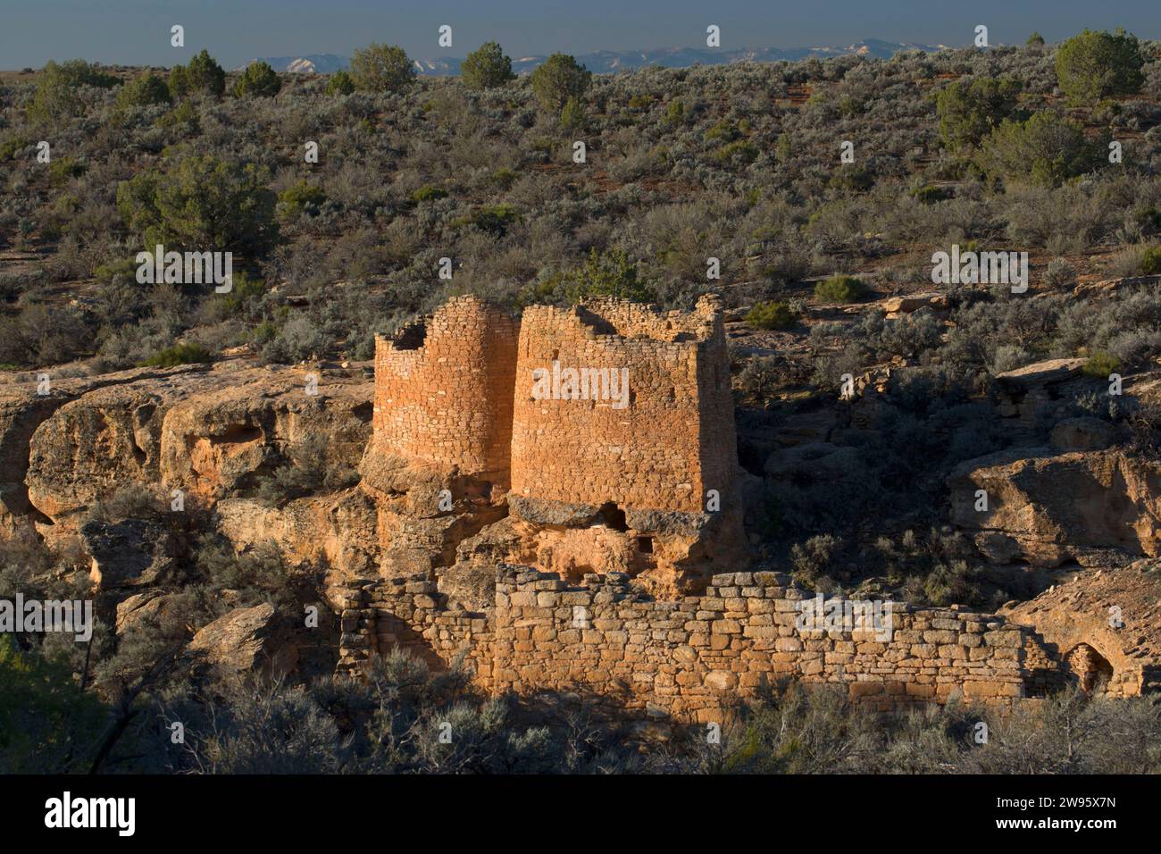 Twin Towers, Hovenweep National Monument in Utah Stockfoto