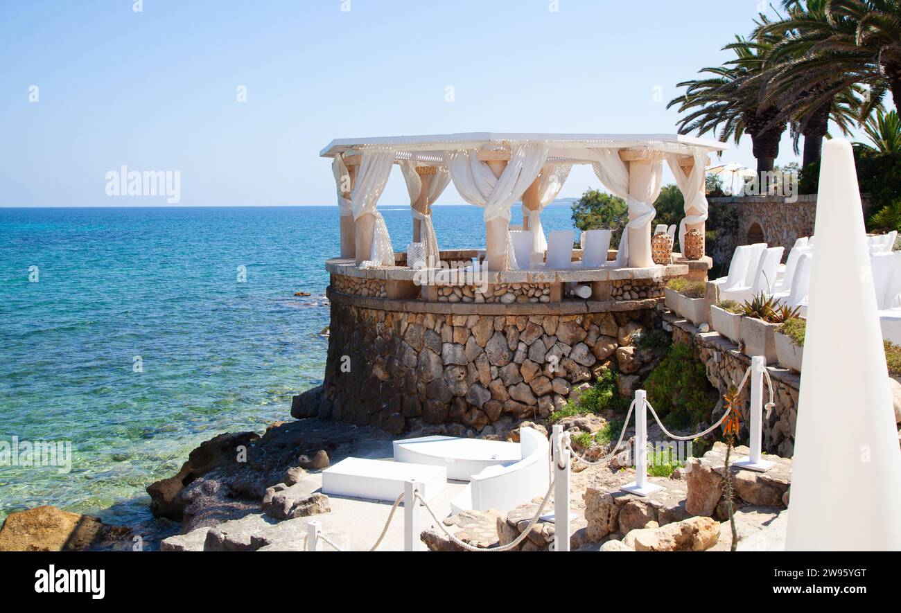Toller Partyort in Son Servera, Mallorca, Spanien, perfekter Ort für Hochzeiten, Events Partys. Schöne Lage und Treffpunkt, um sich zu entspannen und den Urlaub zu genießen Stockfoto
