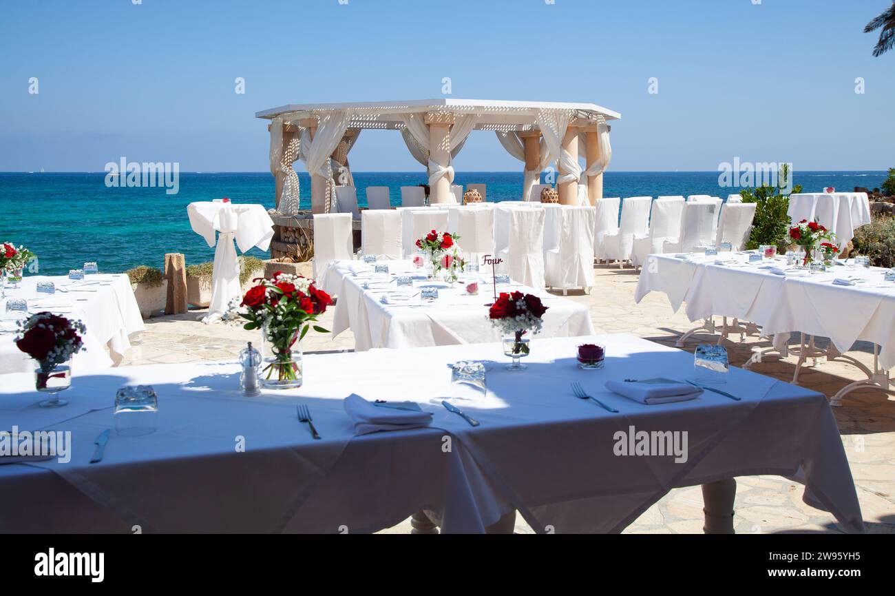 Toller Partyort in Son Servera, Mallorca, Spanien, perfekter Ort für Hochzeiten, Events Partys. Schöne Lage und Treffpunkt, um sich zu entspannen und den Urlaub zu genießen Stockfoto