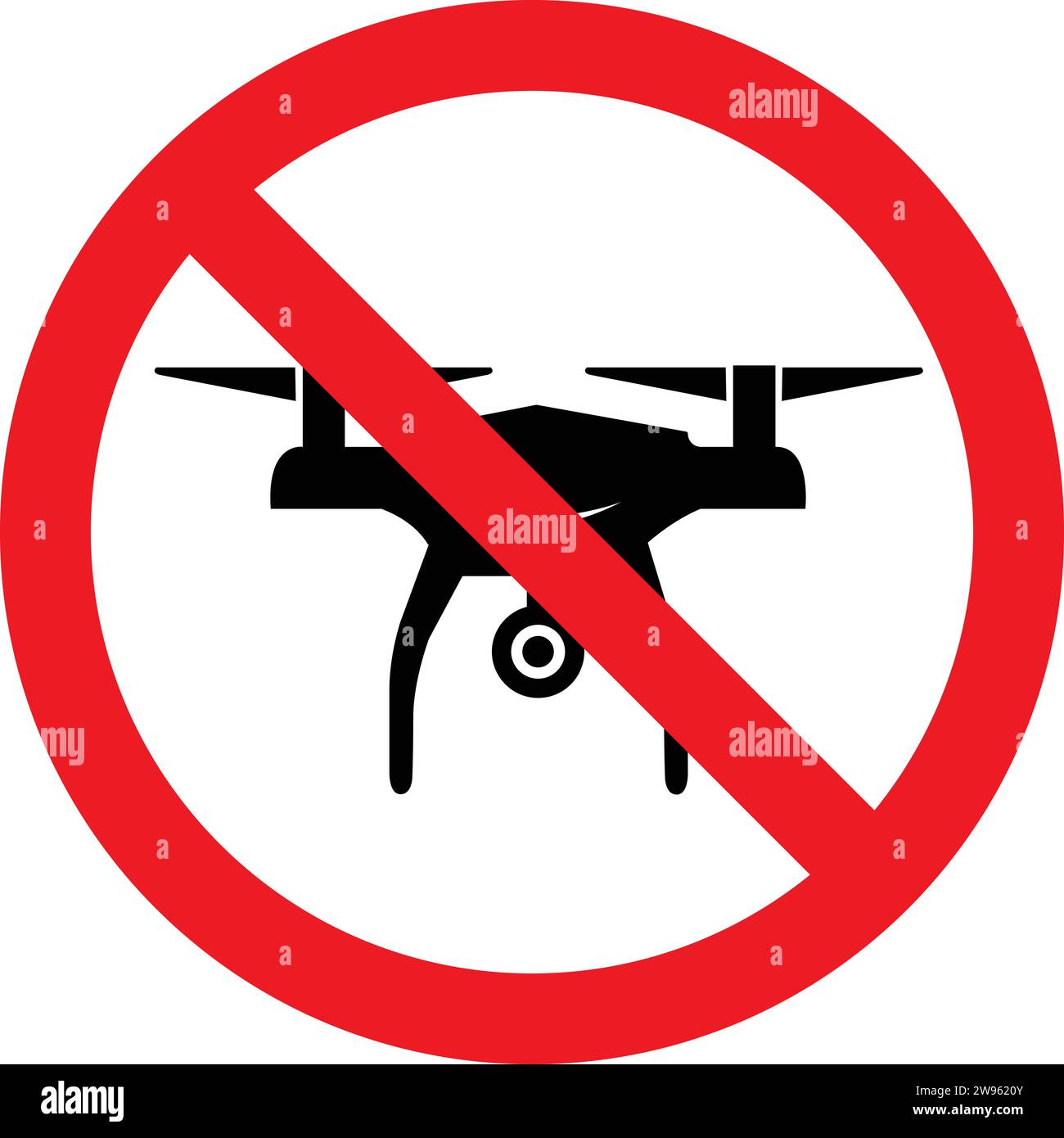 Schild für verbotene Drohnen | keine Drohnen erlaubt | Drohnen fliegen nicht erlaubt Stock Vektor