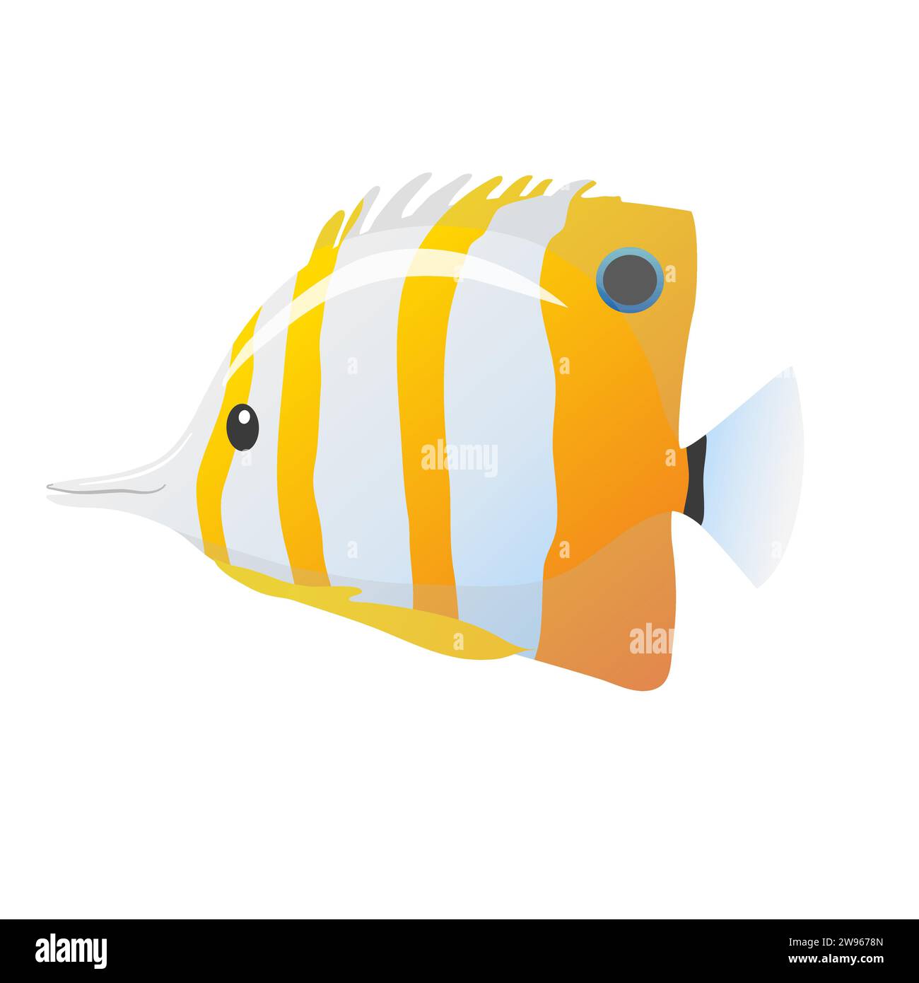 Nautische Langnasen-Butterflyfish-Vektor-Illustration im Cartoon-Stil Stock Vektor