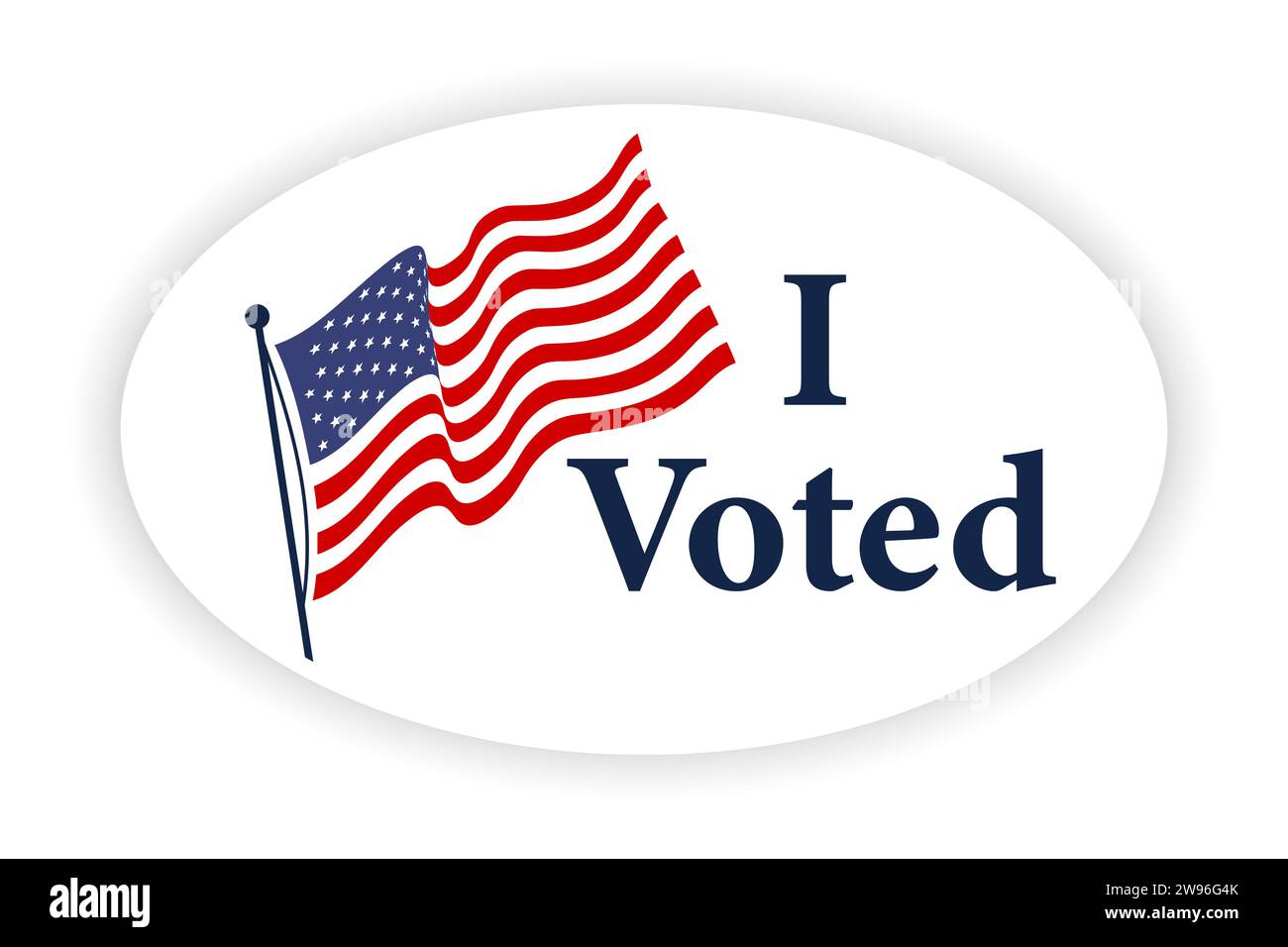 Ich habe Sticker mit uns amerikanischer Flagge gewählt. Abstimmungsaufkleber mit „Ich habe gestimmt“-Slogan und US-amerikanische Flagge. Stock Vektor