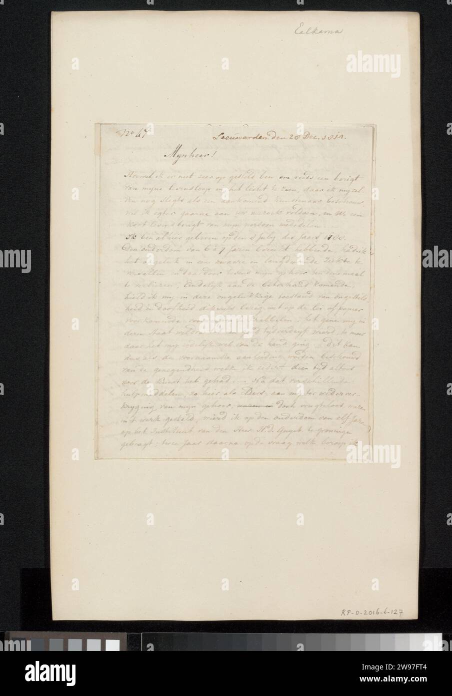 Brief an Willem Bartel van der Kooi, Johannes Immerzeel, Eelke Jelles Eelkema, 1814 Brief Leeuwarden. Tinte schreiben (verarbeitet) / Stift Stockfoto