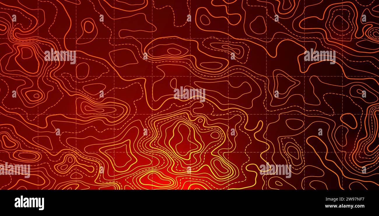 Ozeanboden topographische Linienkarte kurvige Wellen Isolinien Vektor-Illustration. Topographische Landschaftsoberfläche für nautische Radarmessungen. Cartog Stock Vektor