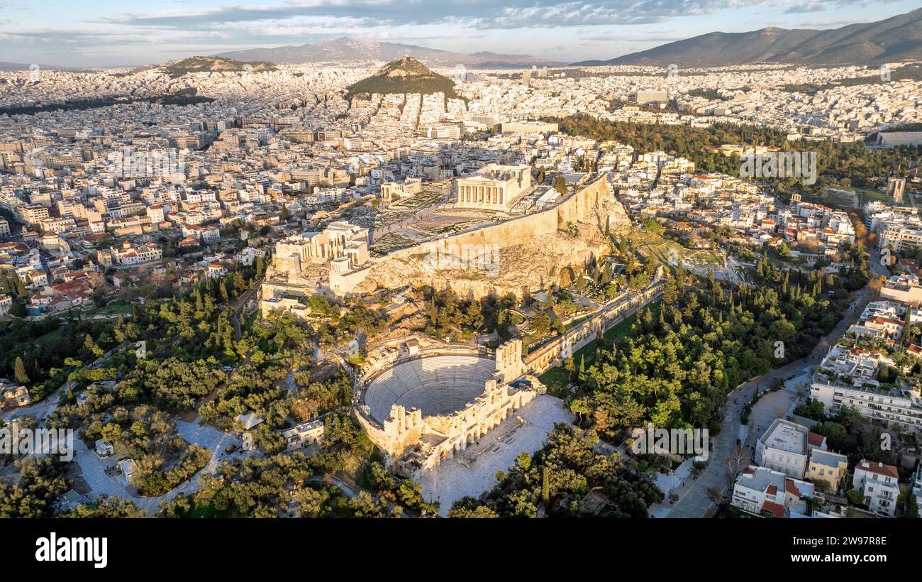 Luftaufnahme der Akropolis in Athen, Griechenland Stockfoto