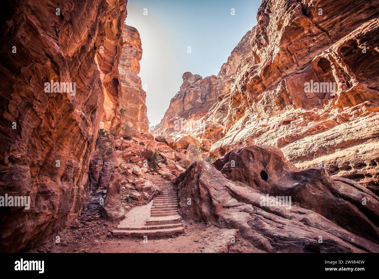 Steintreppe in Petra, Jordan. Stockfoto